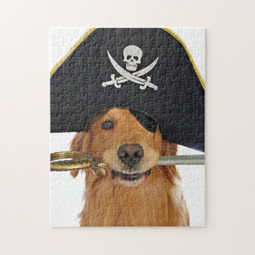 Golden Retriever Halloween Pirate Jigsaw Puzzle