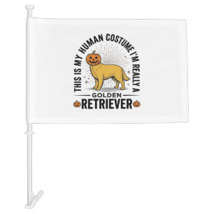 Golden Retriever Halloween Pumpkin Costume Design_ Car Flag
