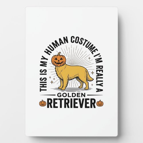 Golden Retriever Halloween Pumpkin Costume Design_ Plaque