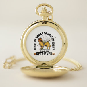 Golden Retriever Halloween Pumpkin Costume Design_ Pocket Watch