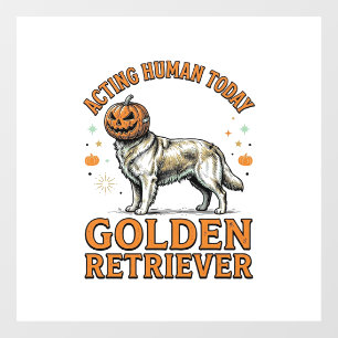 Golden Retriever Halloween Pumpkin Dog Costume Shi Window Cling