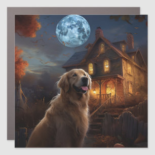 Golden Retriever Halloween Scary Car Magnet