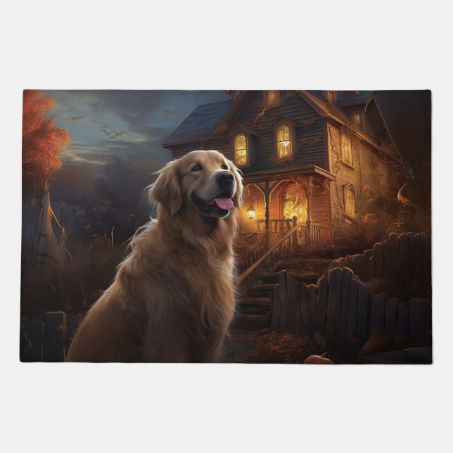 Golden Retriever Halloween Scary Doormat (Front)