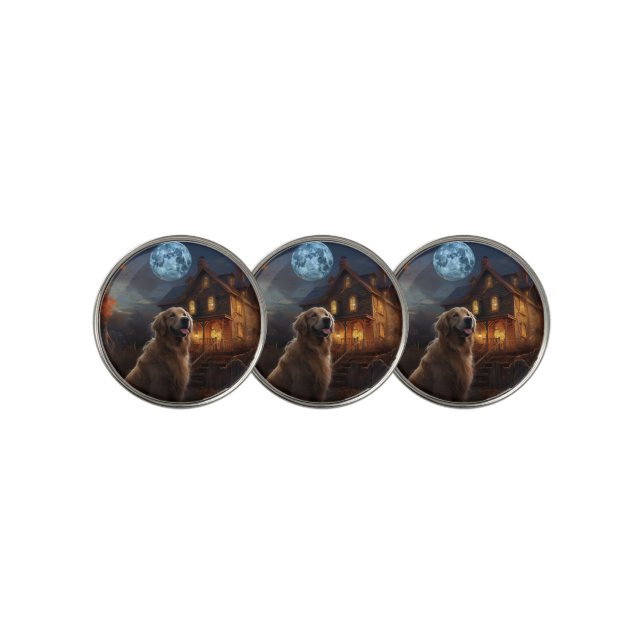 Golden Retriever Halloween Scary Golf Ball Marker (3 Up)