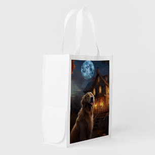 Golden Retriever Halloween Scary Grocery Bag