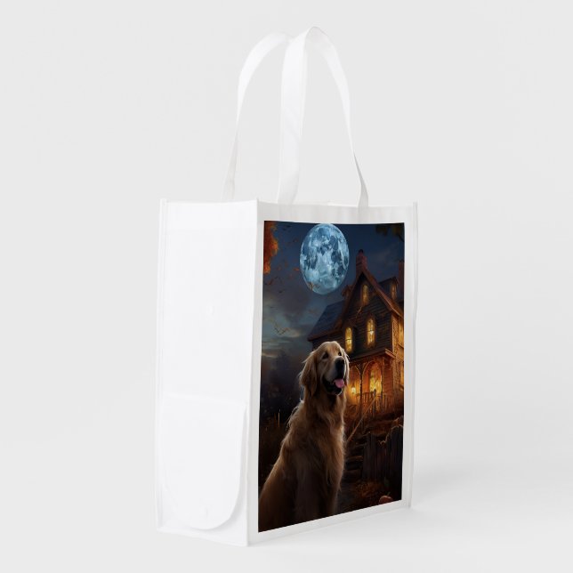 Golden Retriever Halloween Scary Grocery Bag (Front Side)