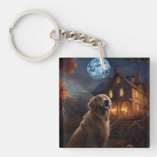 Golden Retriever Halloween Scary Keychain