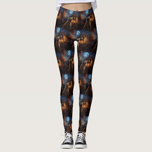 Golden Retriever Halloween Scary Leggings (Front)