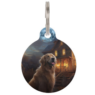 Golden Retriever Halloween Scary Pet ID Tag
