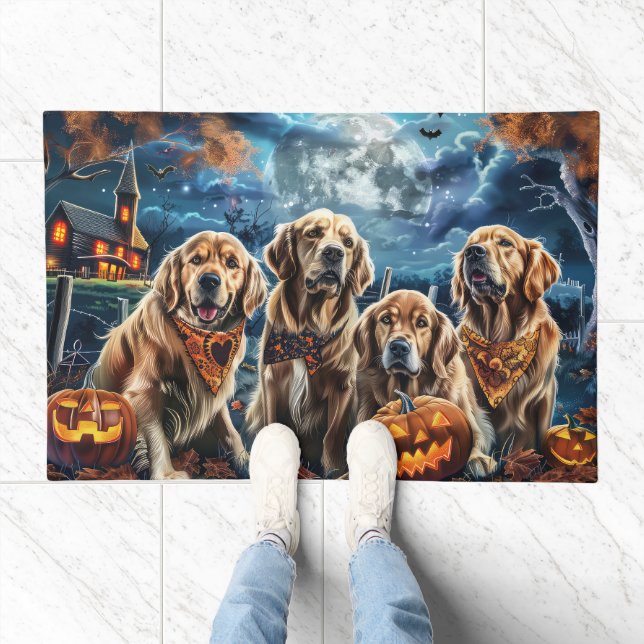 Golden Retriever Halloween Spooky  Doormat (Indoor)