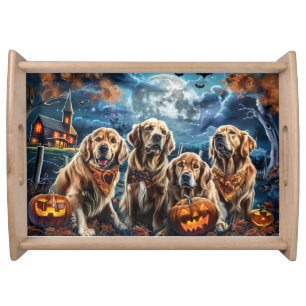 Golden Retriever Halloween Spooky  Serving Tray