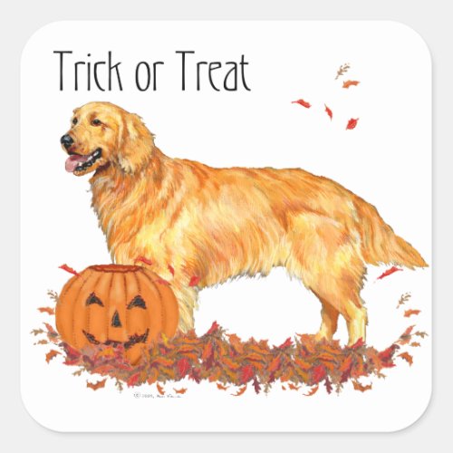 Golden Retriever Halloween Square Sticker