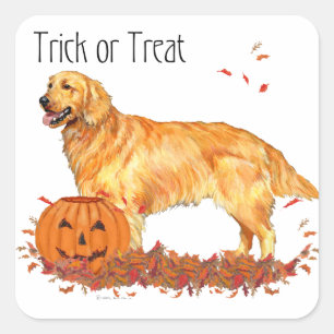 Golden Retriever Halloween Square Sticker