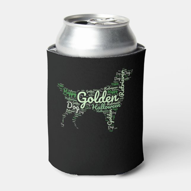 Golden Retriever Halloween Typography Can Cooler (Can Front)