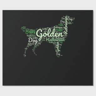 Golden Retriever Halloween Typography Wrapping Paper