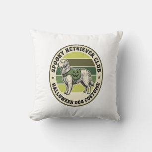 Golden Retriever Halloween Vintage Costume Badge_1 Throw Pillow