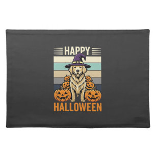 Golden Retriever Halloween Vintage Pumpkin Design Cloth Placemat