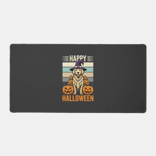 Golden Retriever Halloween Vintage Pumpkin Design Desk Mat
