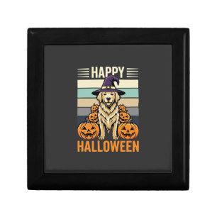 Golden Retriever Halloween Vintage Pumpkin Design Gift Box