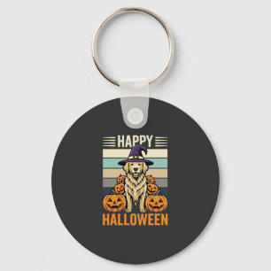 Golden Retriever Halloween Vintage Pumpkin Design Keychain