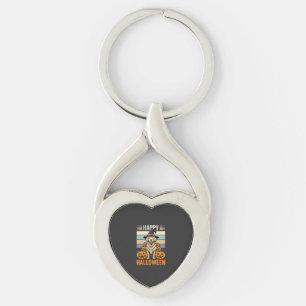Golden Retriever Halloween Vintage Pumpkin Design Keychain