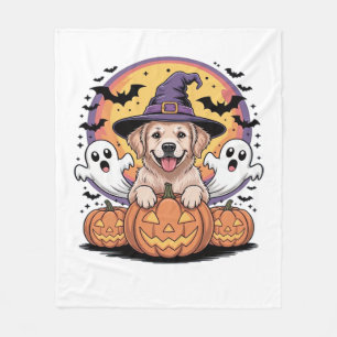 Golden Retriever Halloween Witch Dog Classic T-Shi Fleece Blanket