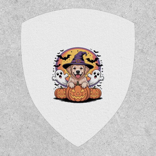 Golden Retriever Halloween Witch Dog Classic T-Shi Patch (Front)