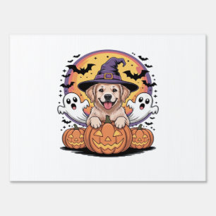 Golden Retriever Halloween Witch Dog Classic T-Shi Sign