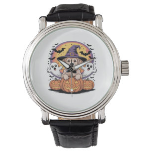 Golden Retriever Halloween Witch Dog Classic T-Shi Watch