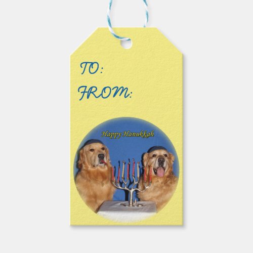 Golden Retriever Hanukkah Menorah Lighting Gift Tags