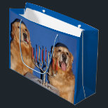 Golden Retriever Hanukkah Menorah Lighting Large Gift Bag<br><div class="desc">This gift bag features golden retrievers wearing yarmulkes,  lighting the candles for Hanukkah.</div>