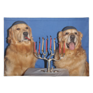 Golden Retriever Hanukkah Menorah Lighting Placemat