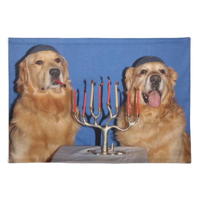 Golden Retriever Hanukkah Menorah Lighting Placemat (Front)