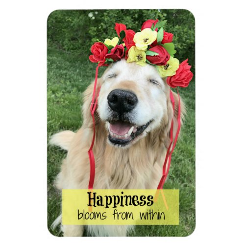 Golden Retriever Happiness Blooms From Within Magnet