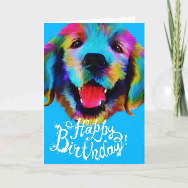Golden Retriever Happy Birthday Card (Front)