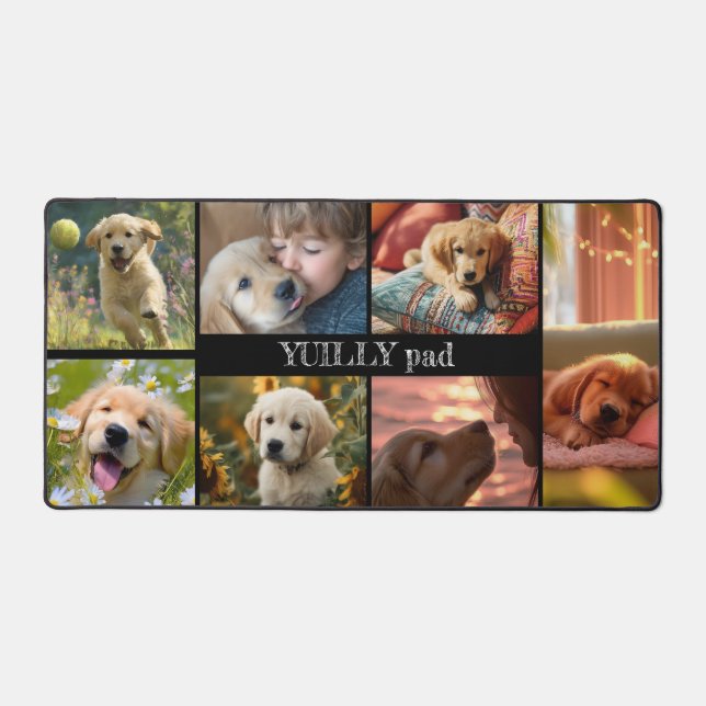 Golden Retriever Happy Collage Desk Mat (Front)