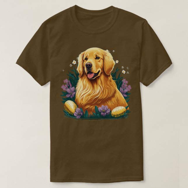 Golden Retriever happy easter day T-Shirt (Design Front)