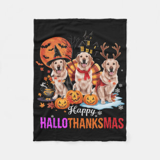 Golden Retriever Happy Hallothanksmas Halloween Th Fleece Blanket