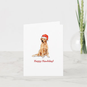 Golden Retriever Happy Holiday Folded  Letterpress Thank You Card
