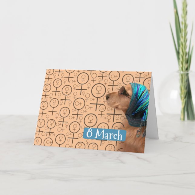 Golden Retriever Happy International Women's Day Card (Front)