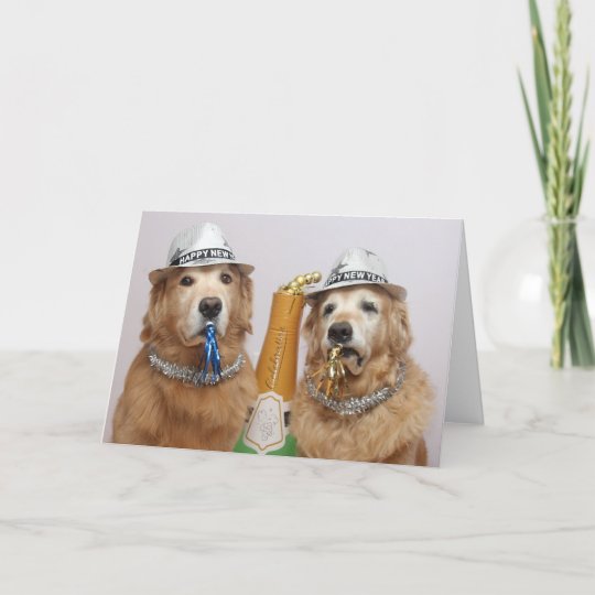 Golden Retriever Happy New Year Card