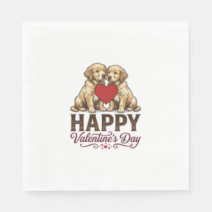 Golden Retriever Happy Valentine’s Day Napkins