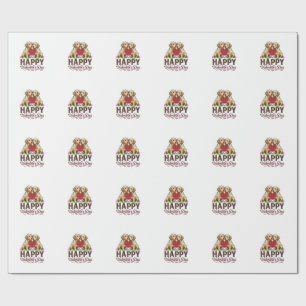 Golden Retriever Happy Valentine’s Day Wrapping Paper