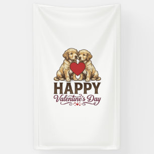 Golden Retriever Happy Valentines Day Banner