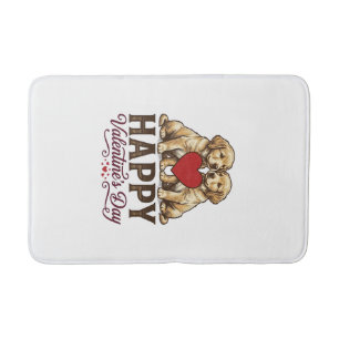 Golden Retriever Happy Valentines Day Bath Mat