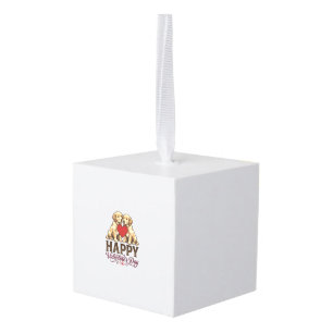 Golden Retriever Happy Valentines Day Cube Ornament