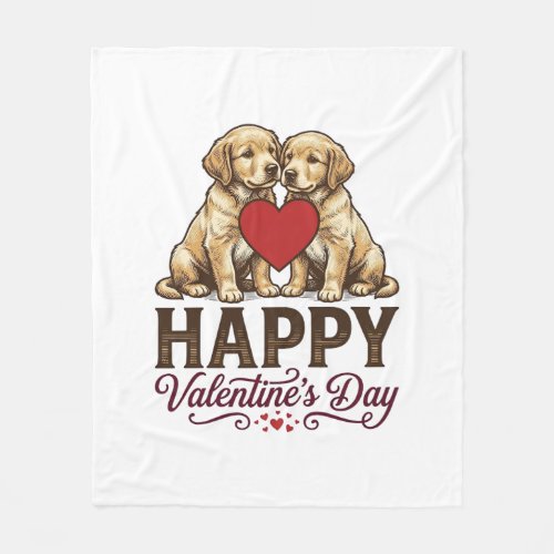 Golden Retriever Happy Valentines Day Fleece Blanket