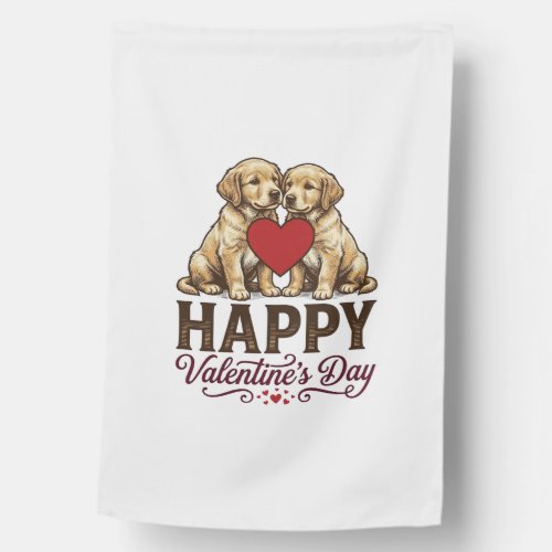 Golden Retriever Happy Valentines Day House Flag