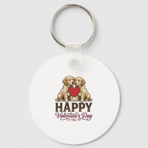 Golden Retriever Happy Valentines Day Keychain