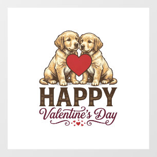Golden Retriever Happy Valentines Day Window Cling